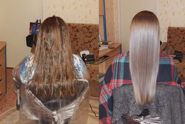 экранирование волос до и после