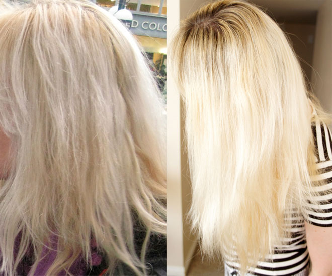 сухие волосы до и после