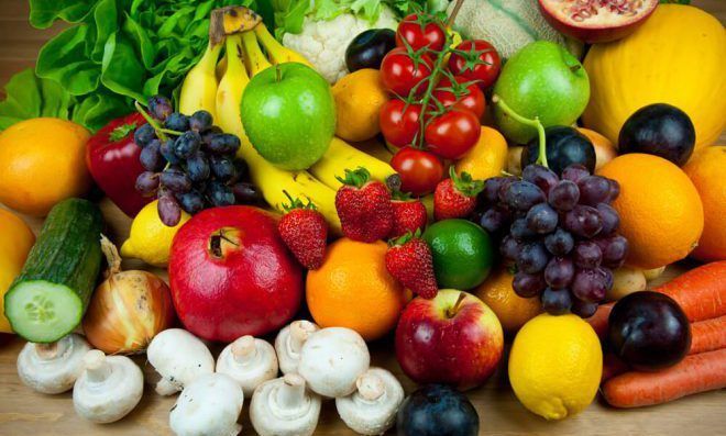 В питании должно быть много овощей и фруктов